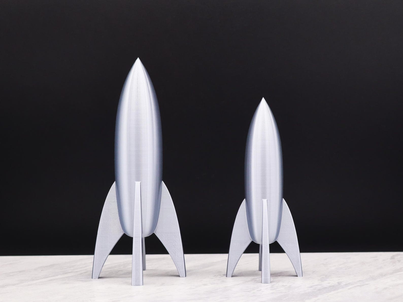 Silver Rocket Ship, Retro Rocket Ship Model, Rocket Decoration,Space Theme Decor
