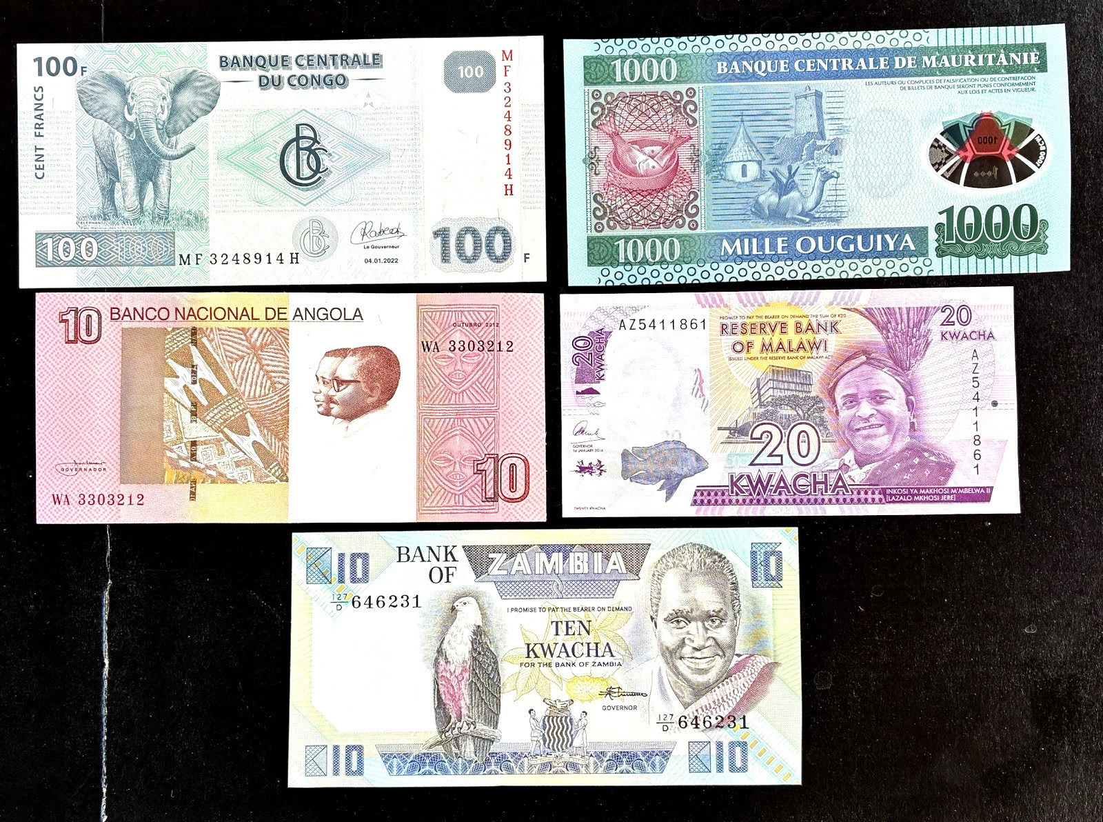 Africa African States UNC Banknotes World Paper Money Foreign Currency-Lot of 5-