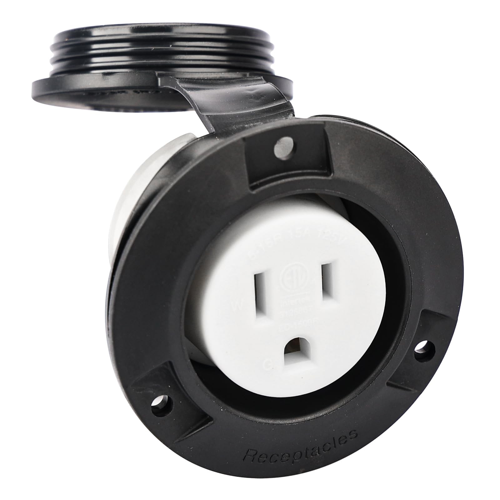 Veepeak 15A Flanged Shore Power Outlet NEMA 5-15R 125V Receptacle