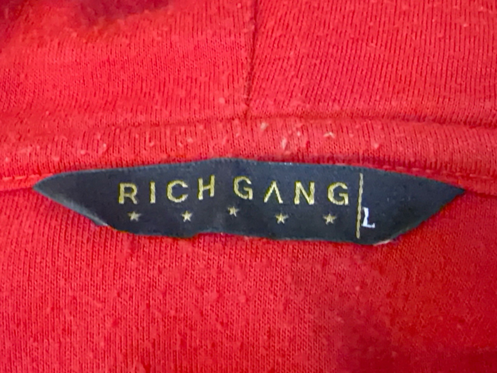 RICH GANG Matching Sweatshirt, Pants, and Hat Size L Red w/ Gold Trim SUPER RARE