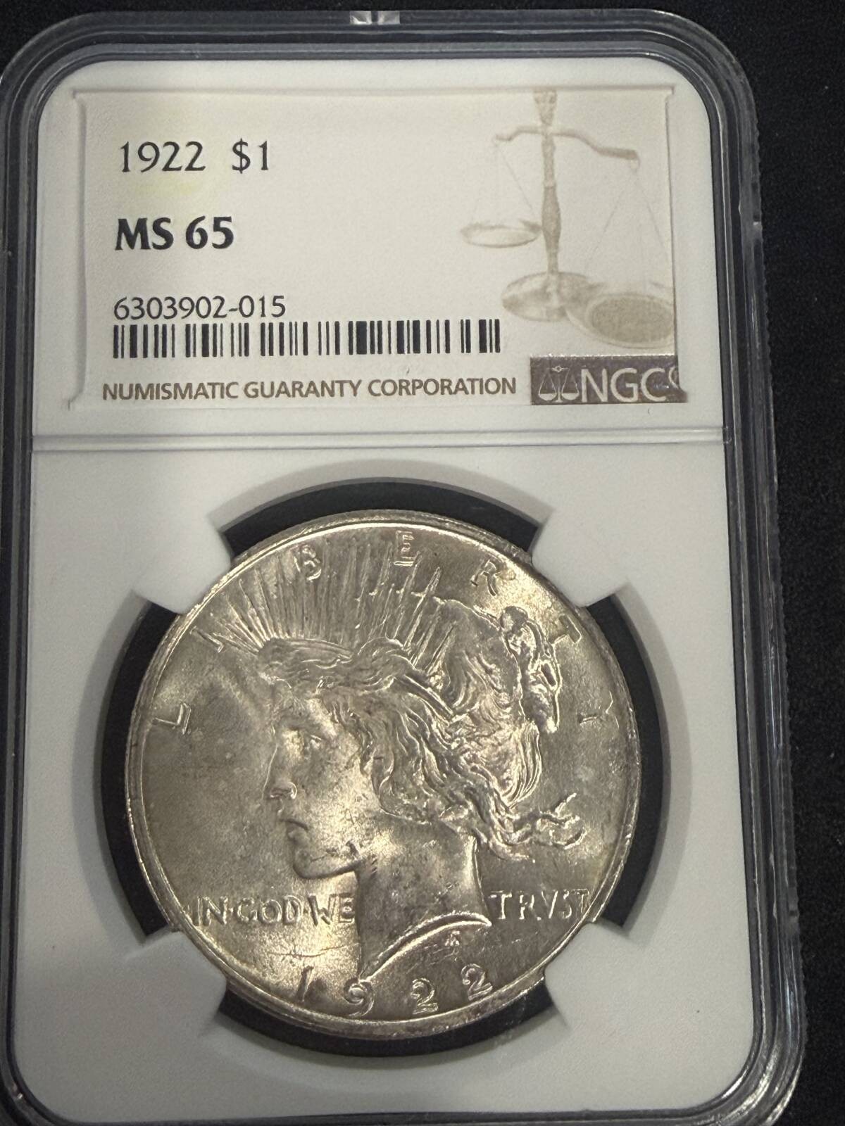 1922 Peace Silver Dollar NGC MS-65