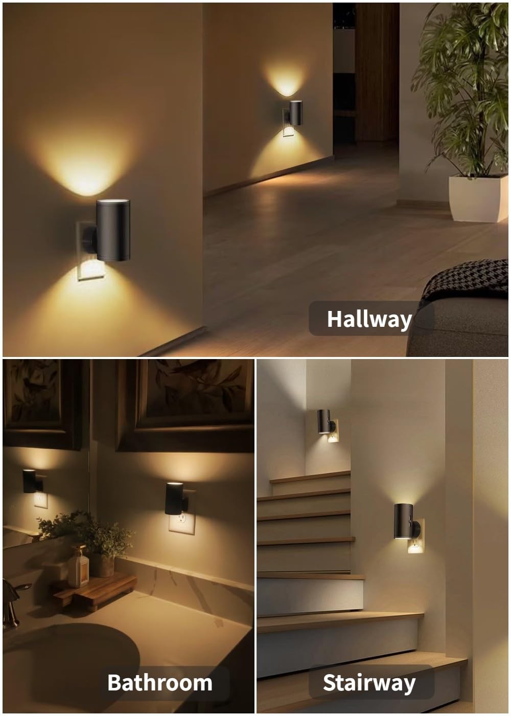 Adjustable LED Night Light Dusk Dawn Sensor Soft White 3000K Lighting Lamps 2...