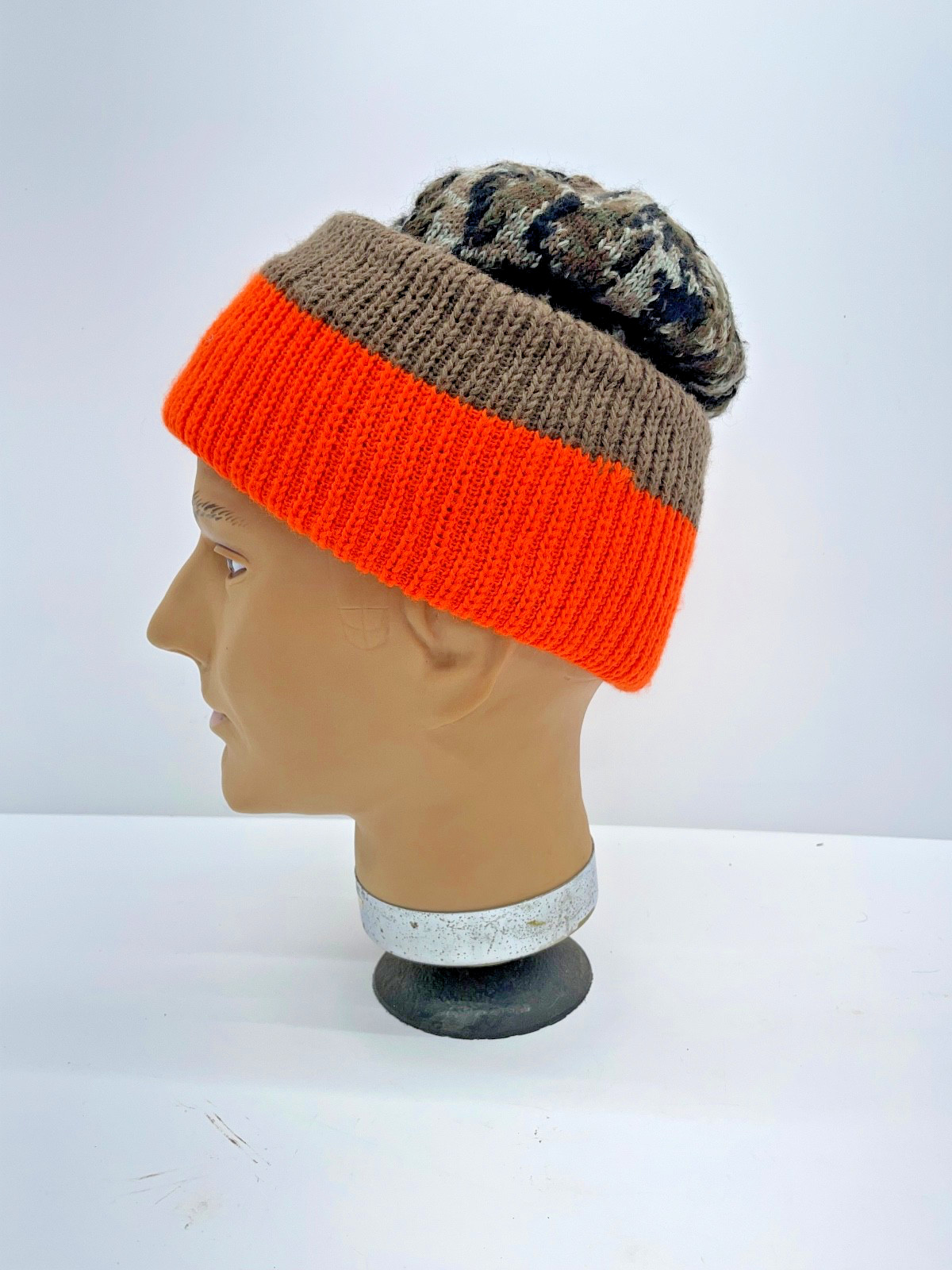Vintage Knit Reversible Extra Warm Hunting Cold Weather Skull Cap Stocking Cap..