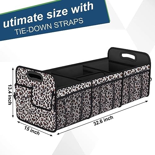Collapsible Trunk Organizer - 90L Large Capacity Extra Large Leopard print