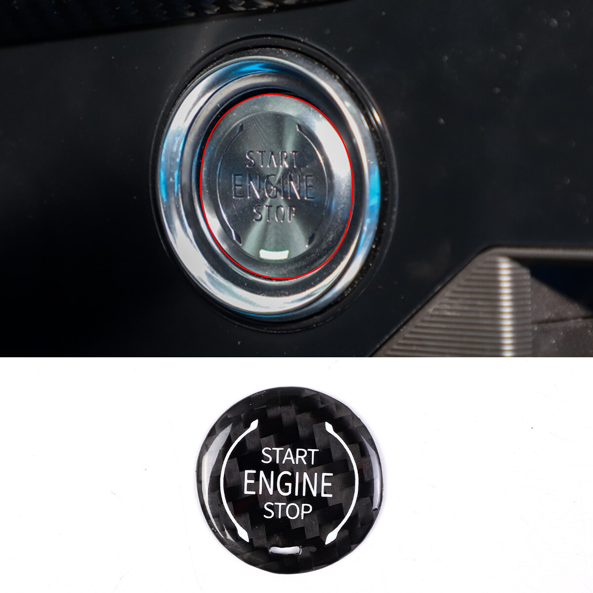 Carbon / Red Engine Start Stop Button Auto Accessories For Corvette C8 2020-2022