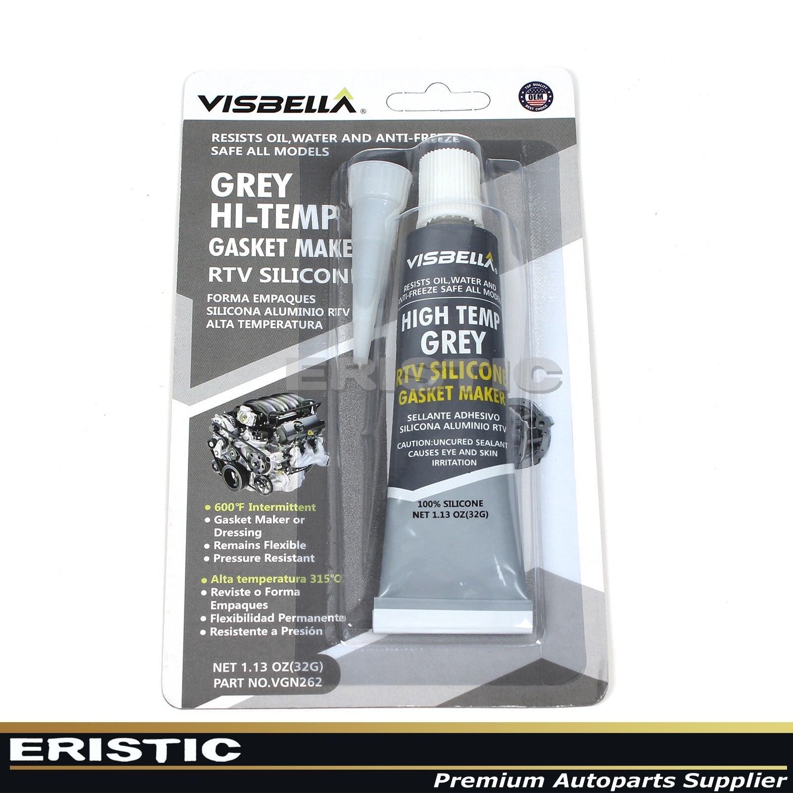 GREY Hi-Temp RTV Silicone Gasket Maker (32g) Resists Oil Water Anti-Freeze