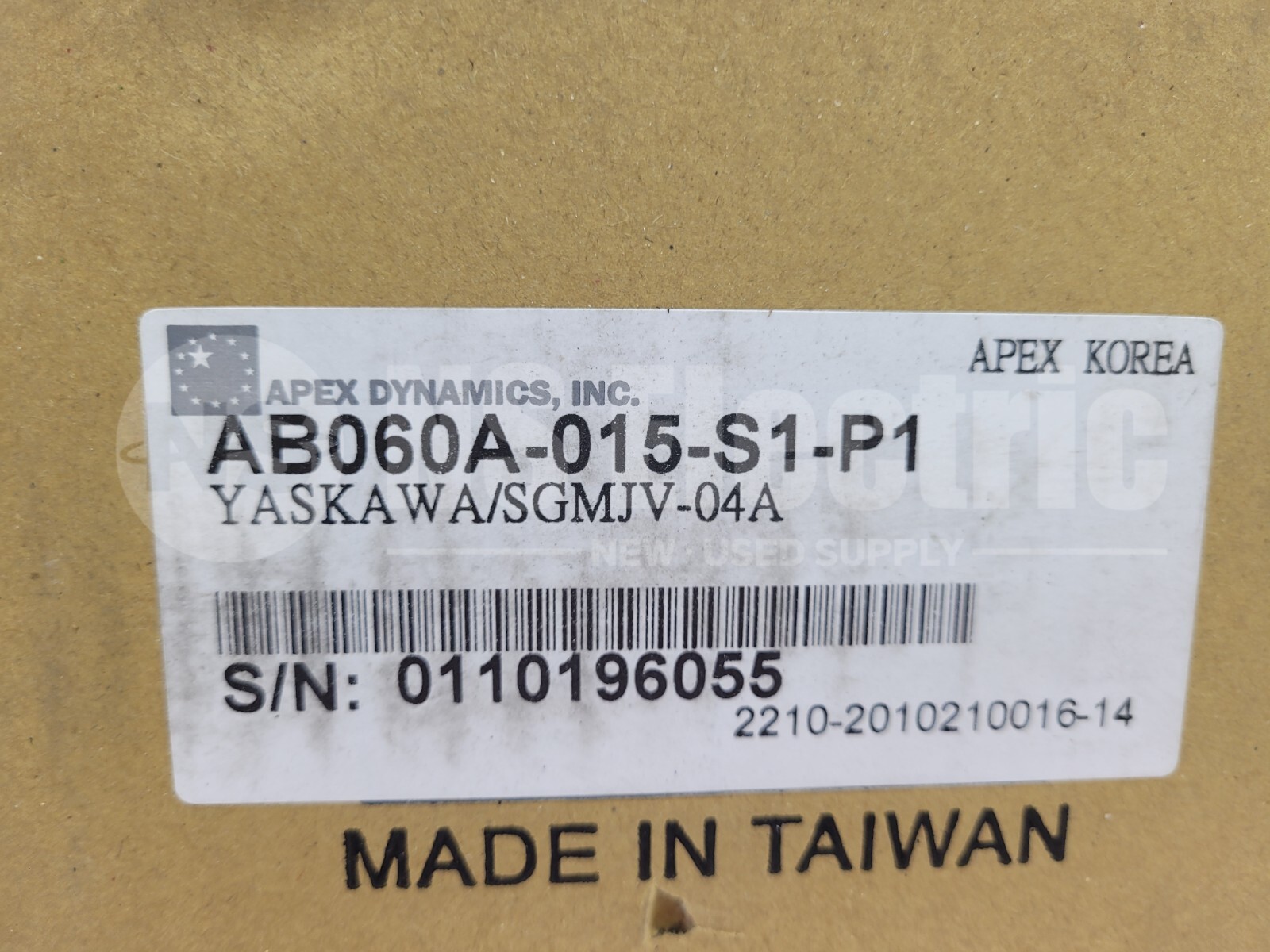 APEX DYNAMICS AB060A-015-S1-P1 YASKAWA/SGMJV-04A