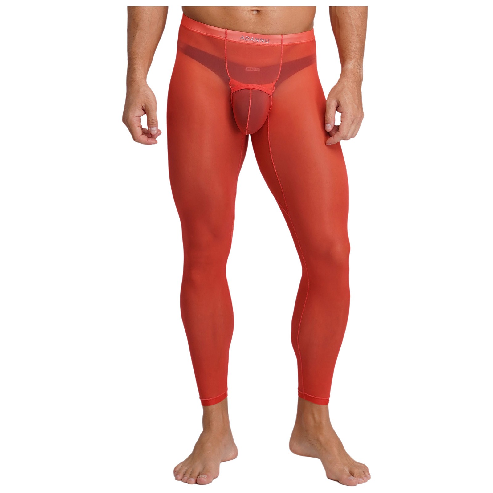 Men's Stretchy Sheer Yoga Leggings Bulge Pouch with Opening Elastic Waistband