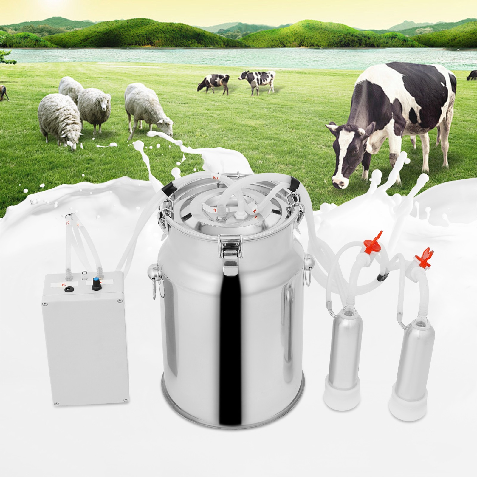 Pulsation Cow Milking Machine, Electric Cow Milker, Milking Machine with Stainle