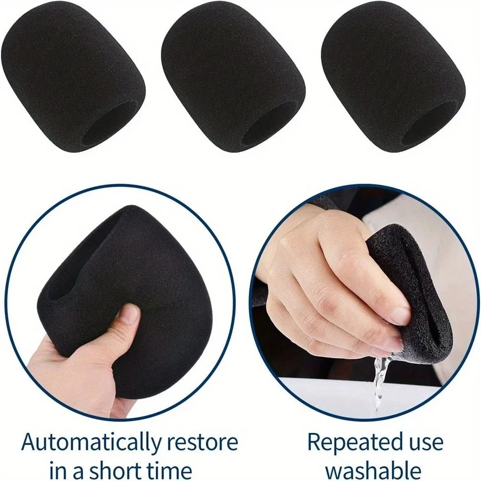 6x Microphone Handheld Grill Windscreen Filter Sponge Foam Mic Cover Black