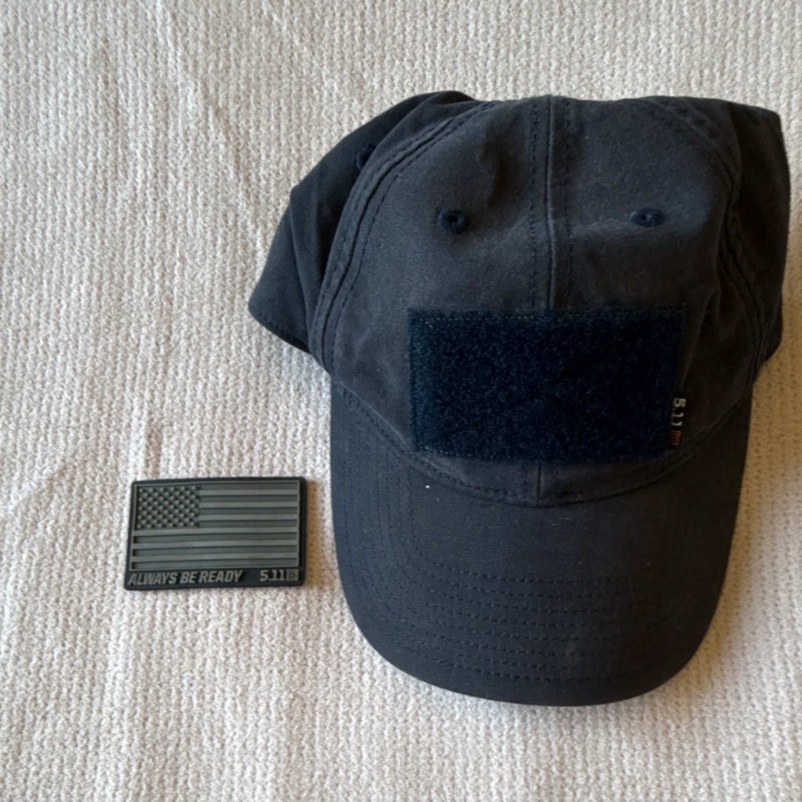 5.11 Tactical Black Ball Cap with Always Be Ready & American Flag Patch