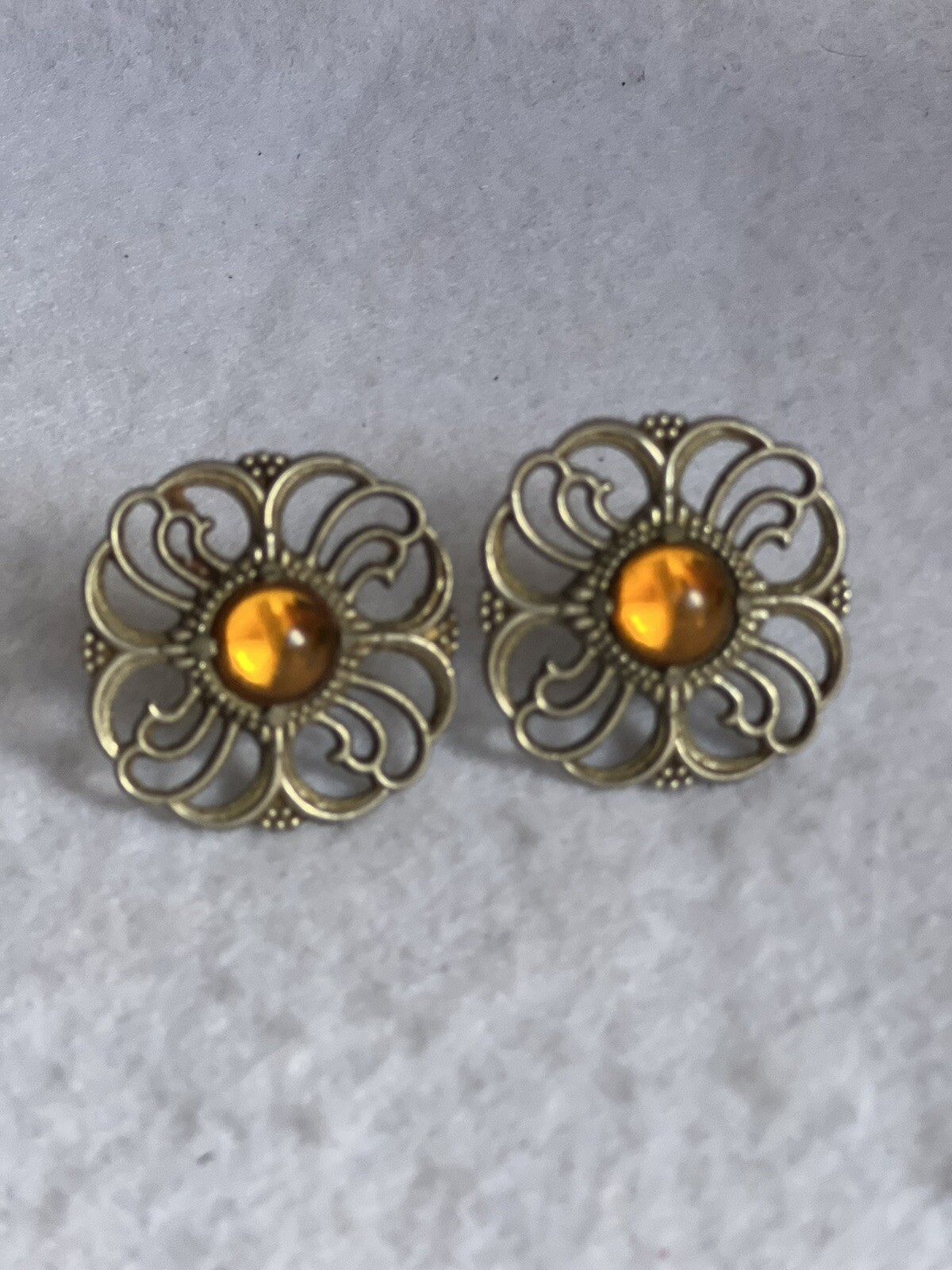 Vintage 1960s Retro Filigree Floral Furniture Dresser Drawer Cupboard Knobs X 2