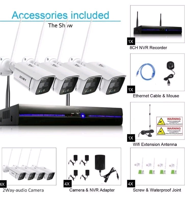 3MP Wifi Security Camera System w/ Floodlight without Hard Drive, 2K Outdoor Set