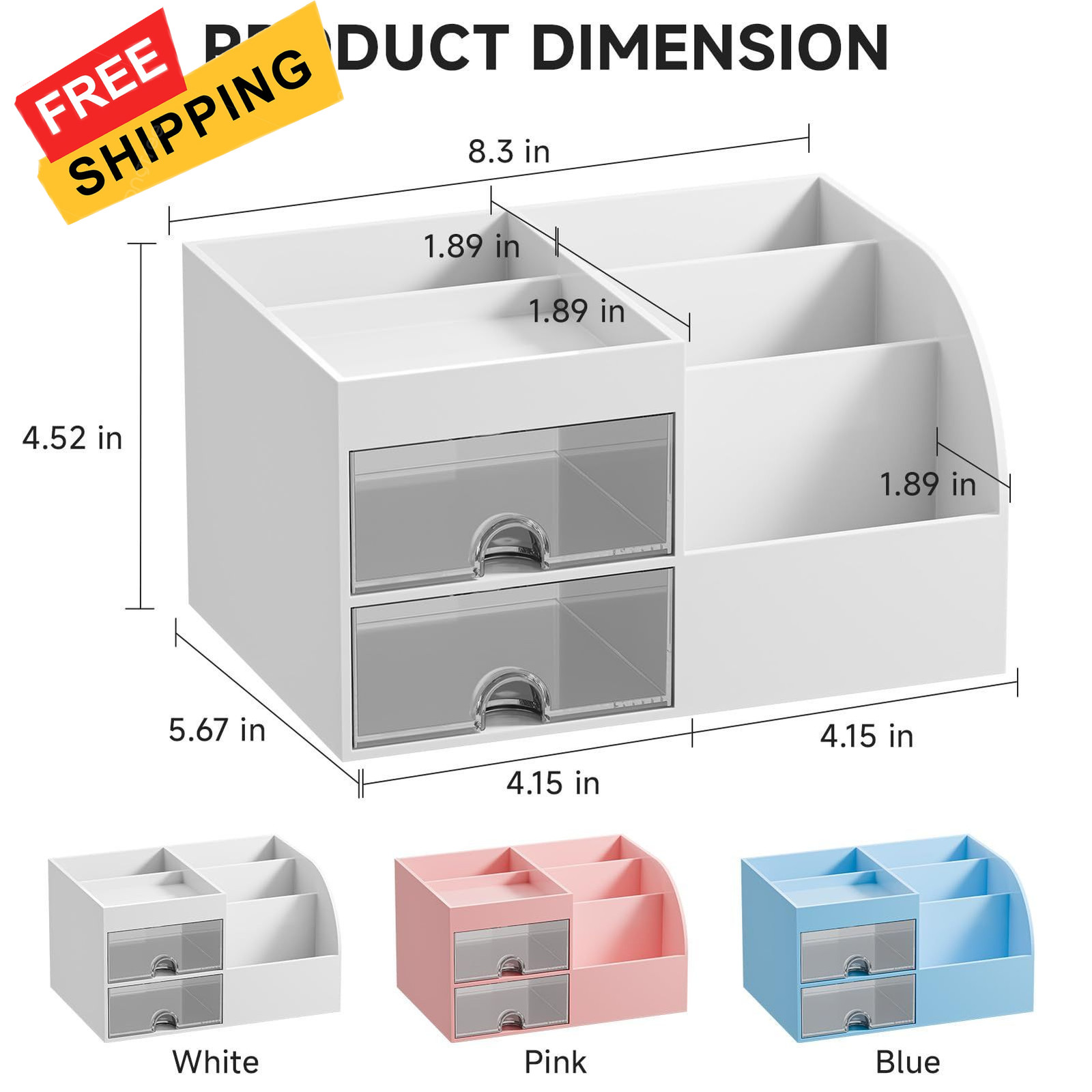 Makeup Organizer with 2 Drawers, Organizers Organizer, White