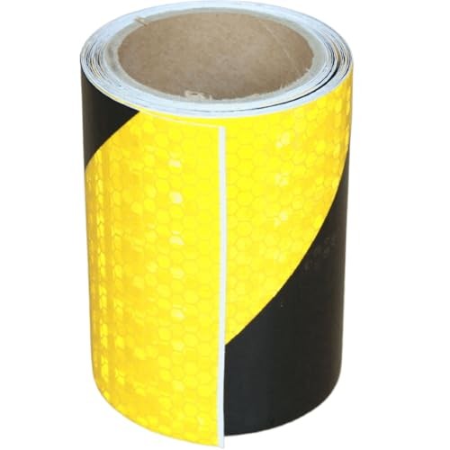 Yellow Black Reflective Tape 4 inch X 10 feet, Outdoor Waterproof Hazard