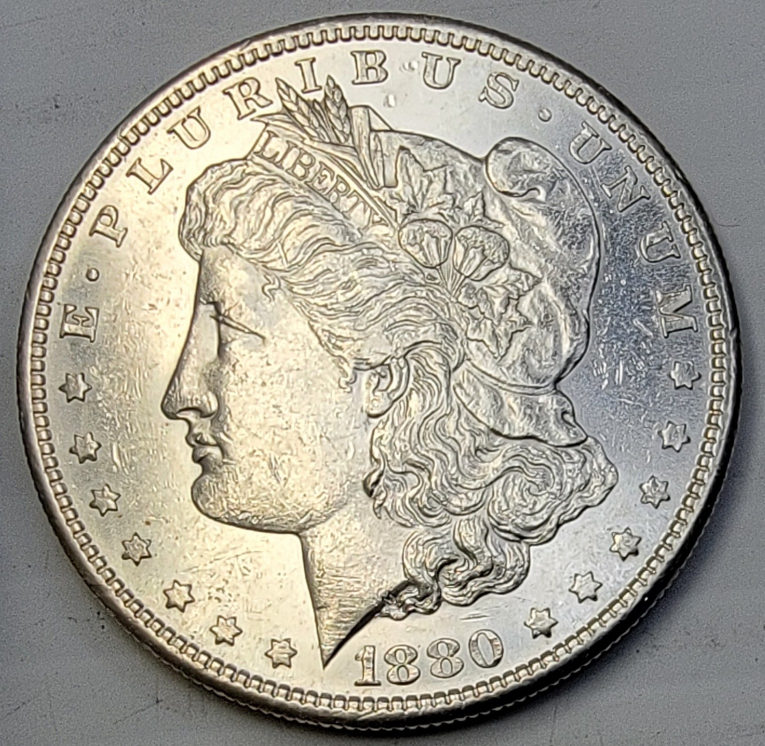 1880-S MORGAN SILVER DOLLAR IN HIGH-QUALITY CONDITION, EXCELLENT DETAIL