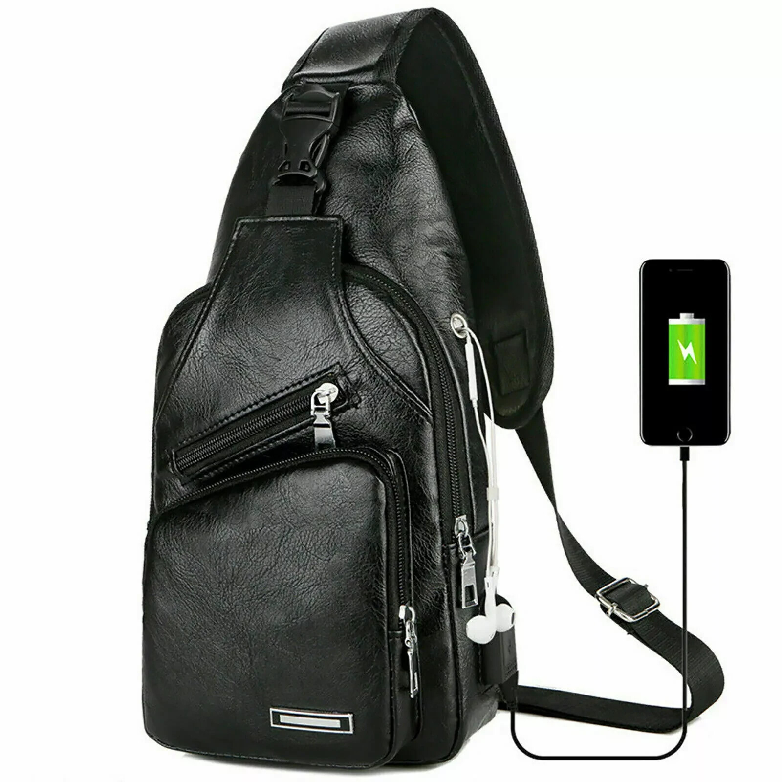 Bolso De Cuero Bandolera Casual Para Hombre Moda Clásica Mochila De Pecho Hombro