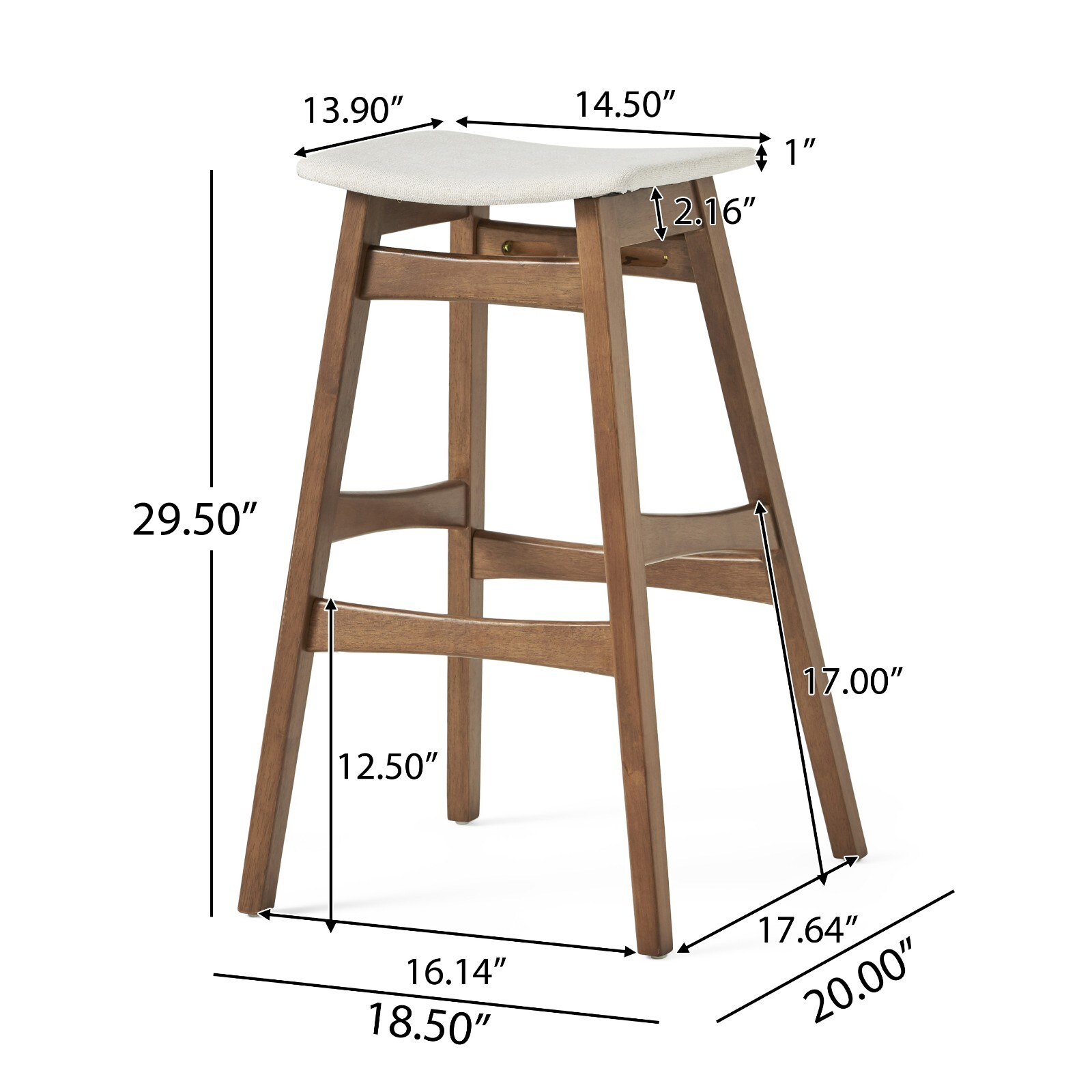 Ethel Natural Walnut Finish Rectangular 3 Piece Bar Set