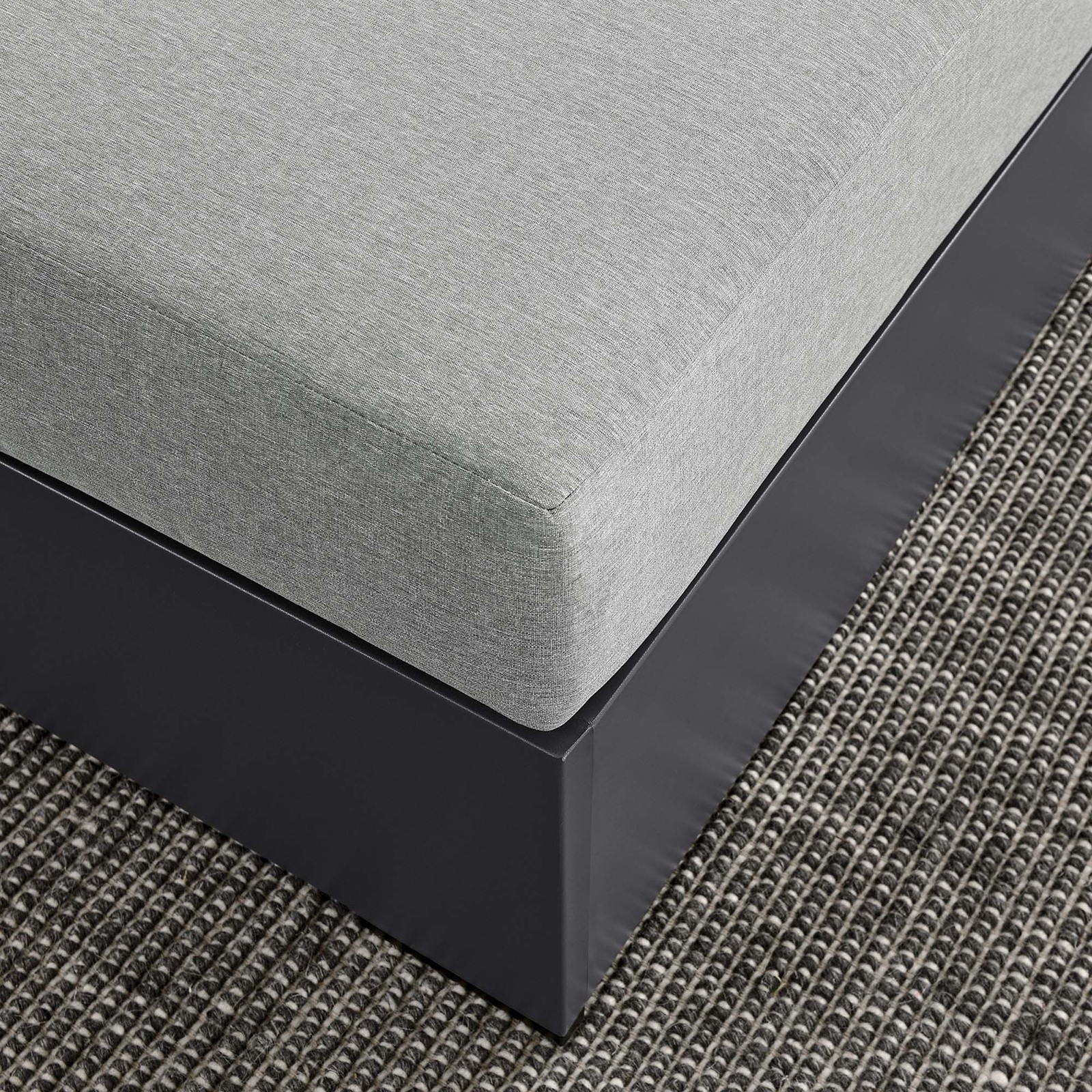 Tahoe Outdoor Patio Powder-Coated Aluminum Ottoman in Gray Gray
