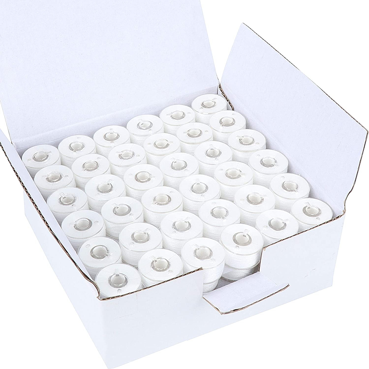 144Pcs White 60S/2(90WT) Prewound Bobbin Thread Plastic Size a SA156 for Embroid