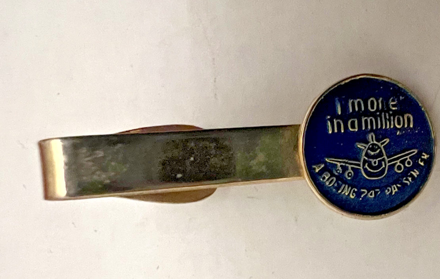 Vintage Boeing 747 Passenger 1 In A Million Tie Clip Tie Bar