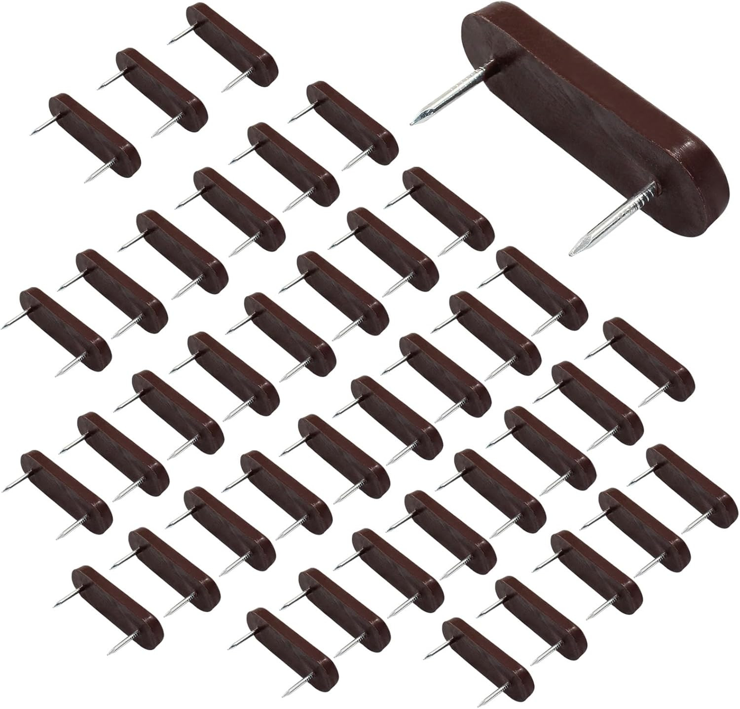 40 Pcs Brown Plastic Head Double Pins Bed Skirt Holder Furniture Leg Pins