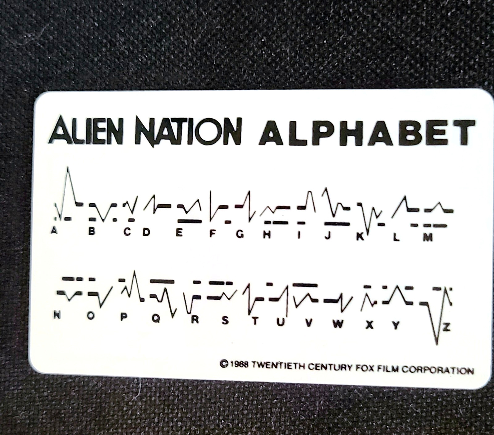 Vintage Alien Nation TV Series Plastic Alphabet Card 1988