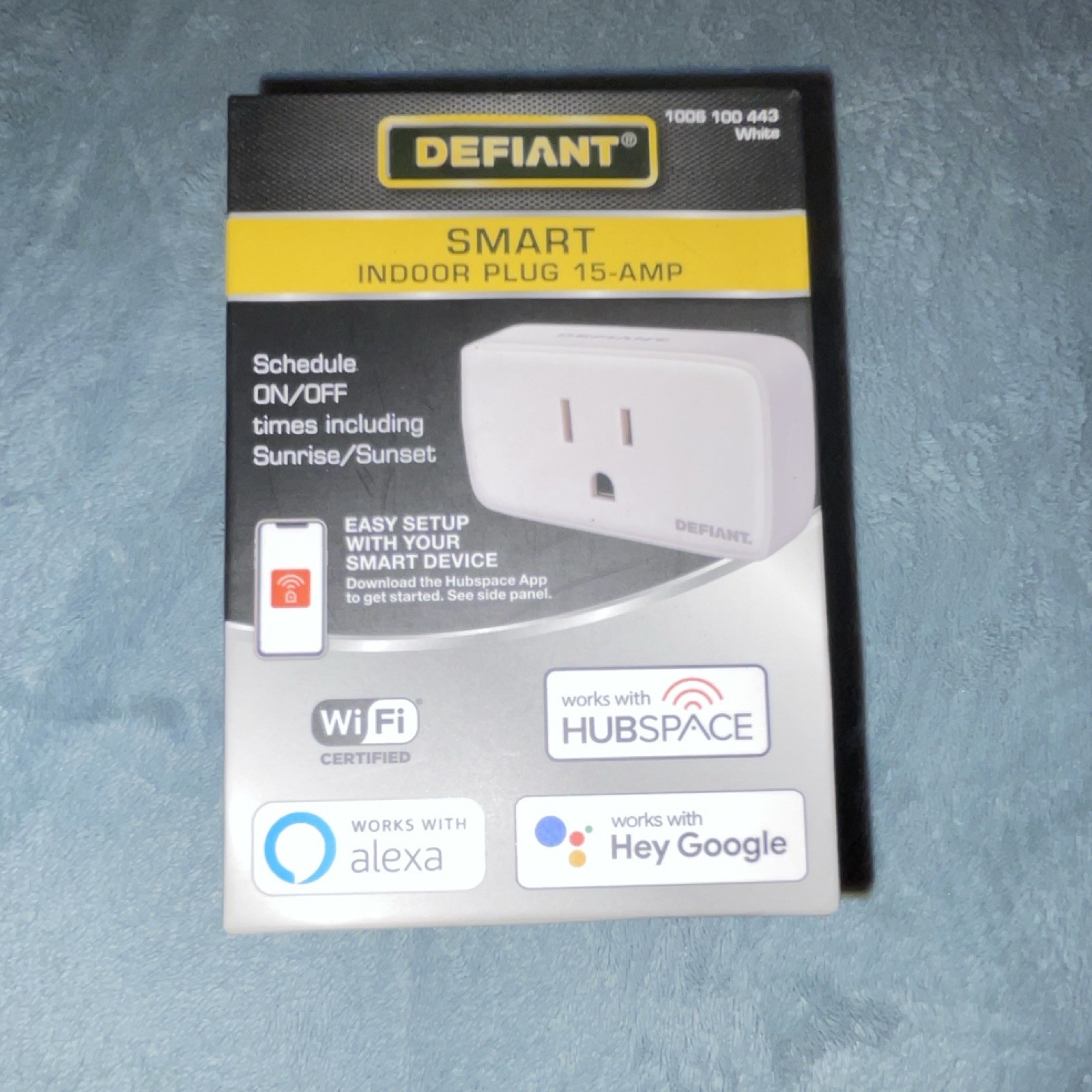 Defiant Smart Plug Indoor 15A White Wi-Fi/Bluetooth 1 Outlet Alexa/Google