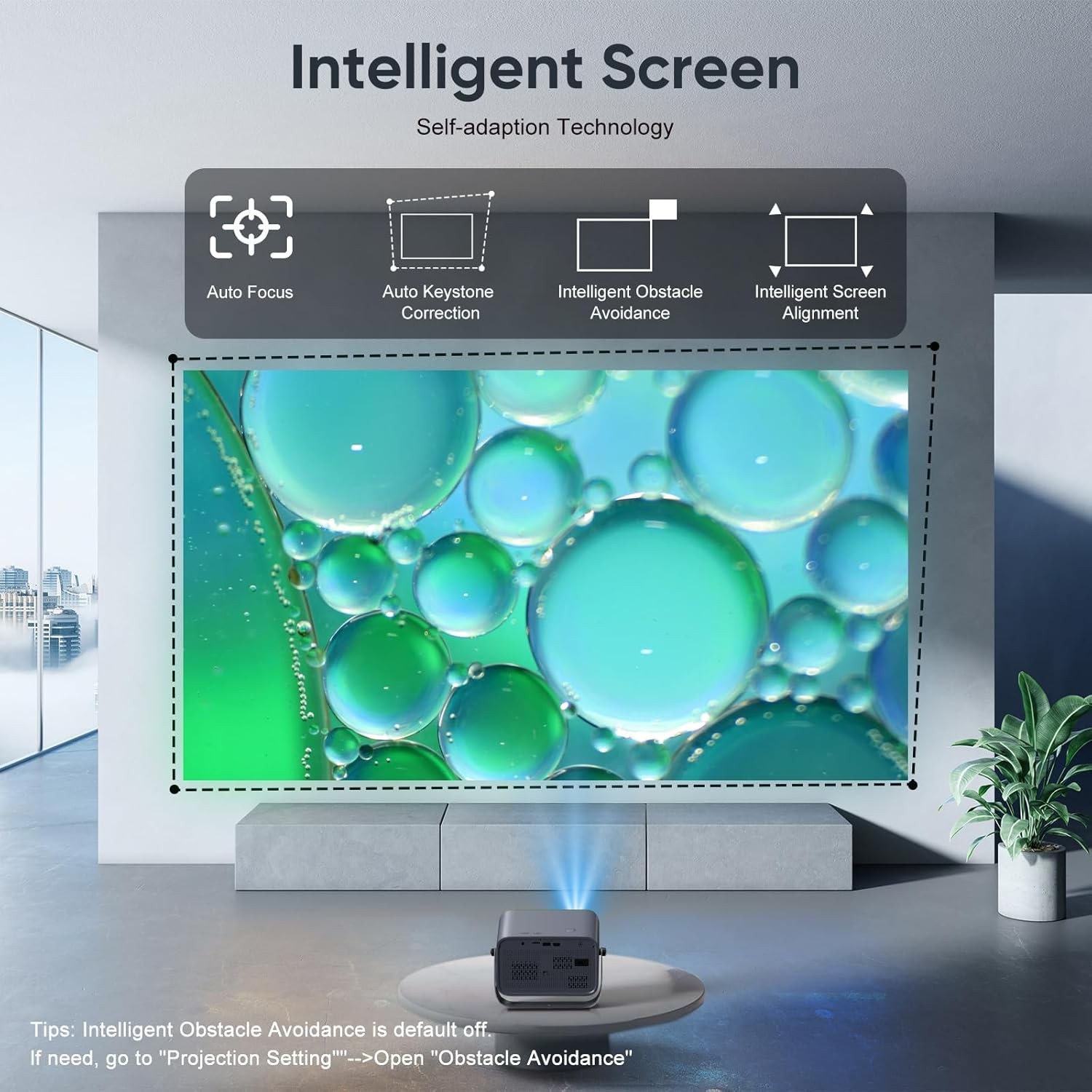 360° Rotating Smart Projector - 4K Support WiFi Bluetooth 200 ANSI Portable