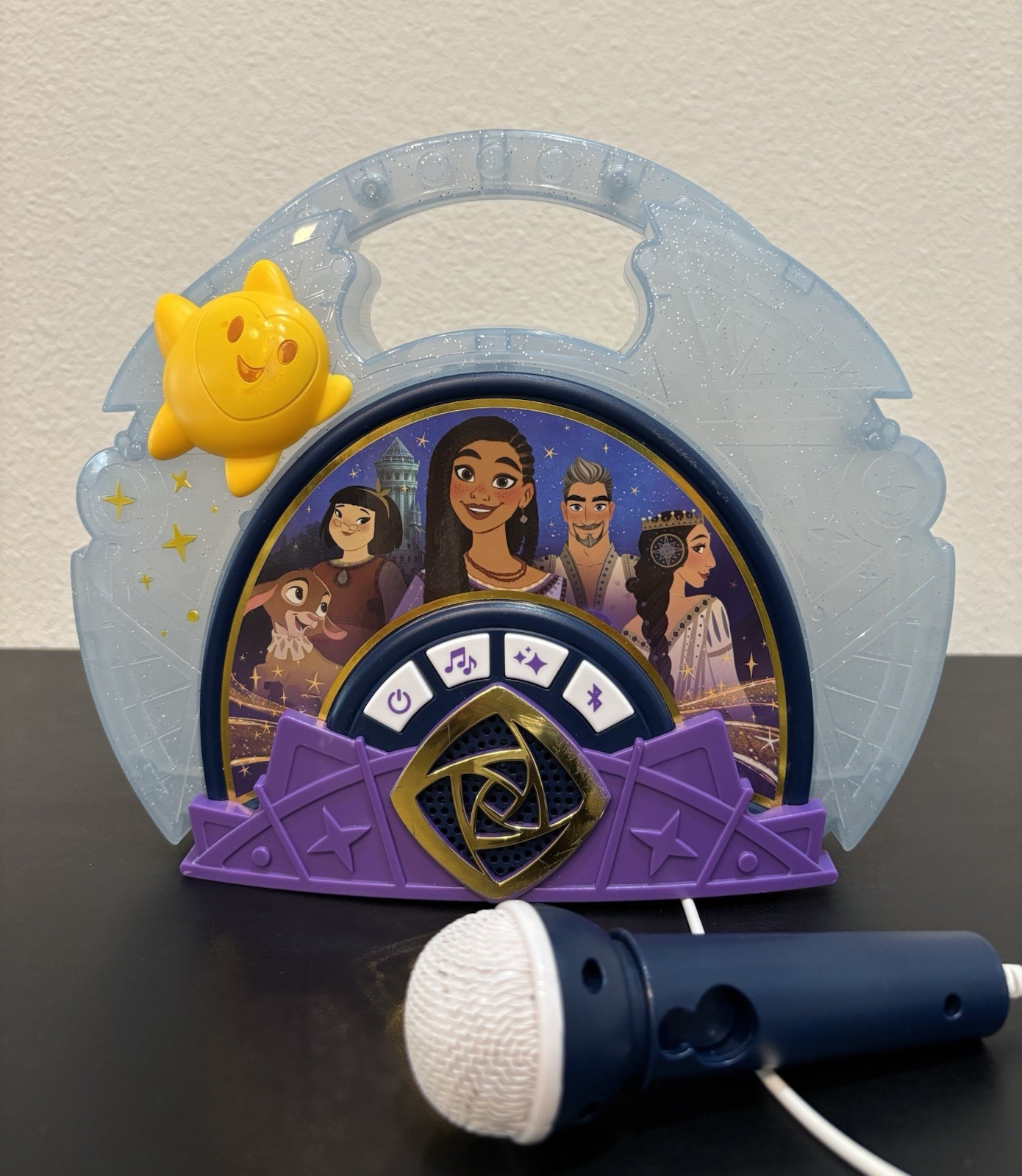eKids Disney Wish Portable Karaoke System w/ Wired Microphone Blue Purple White