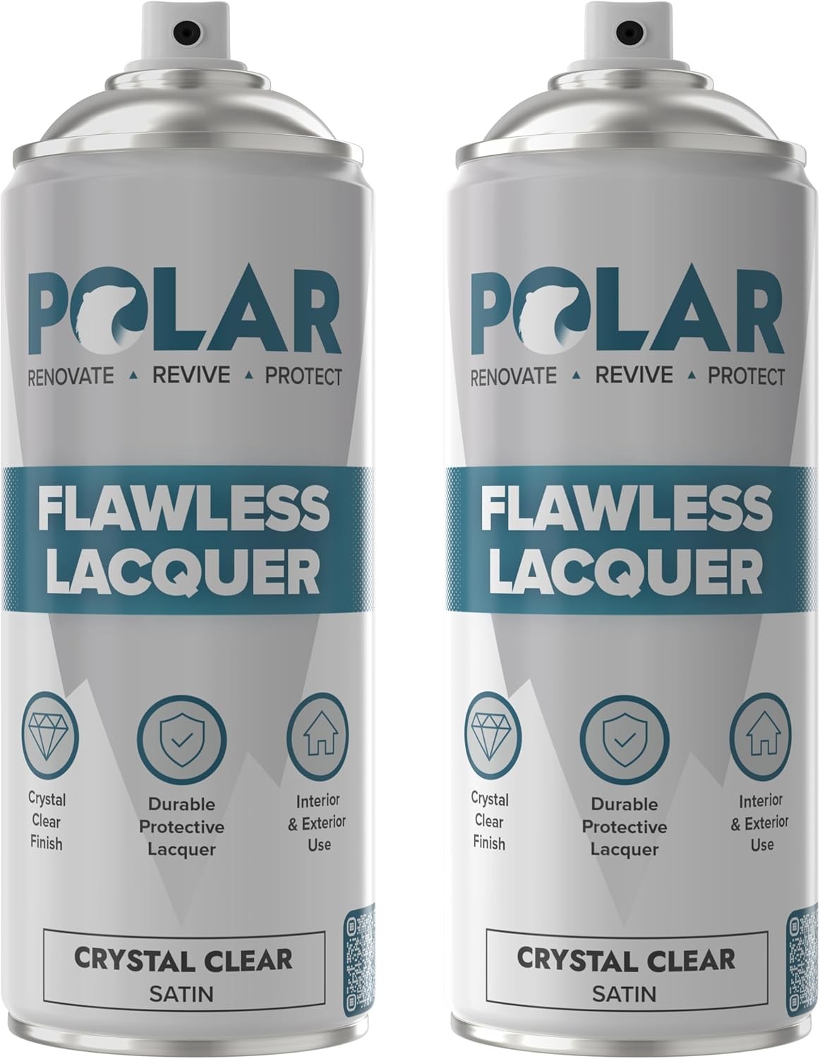 Polar Clear Satin Flawless Lacquer Spray -2 x 13.5Fl Oz - Clear Coat Spray Paint