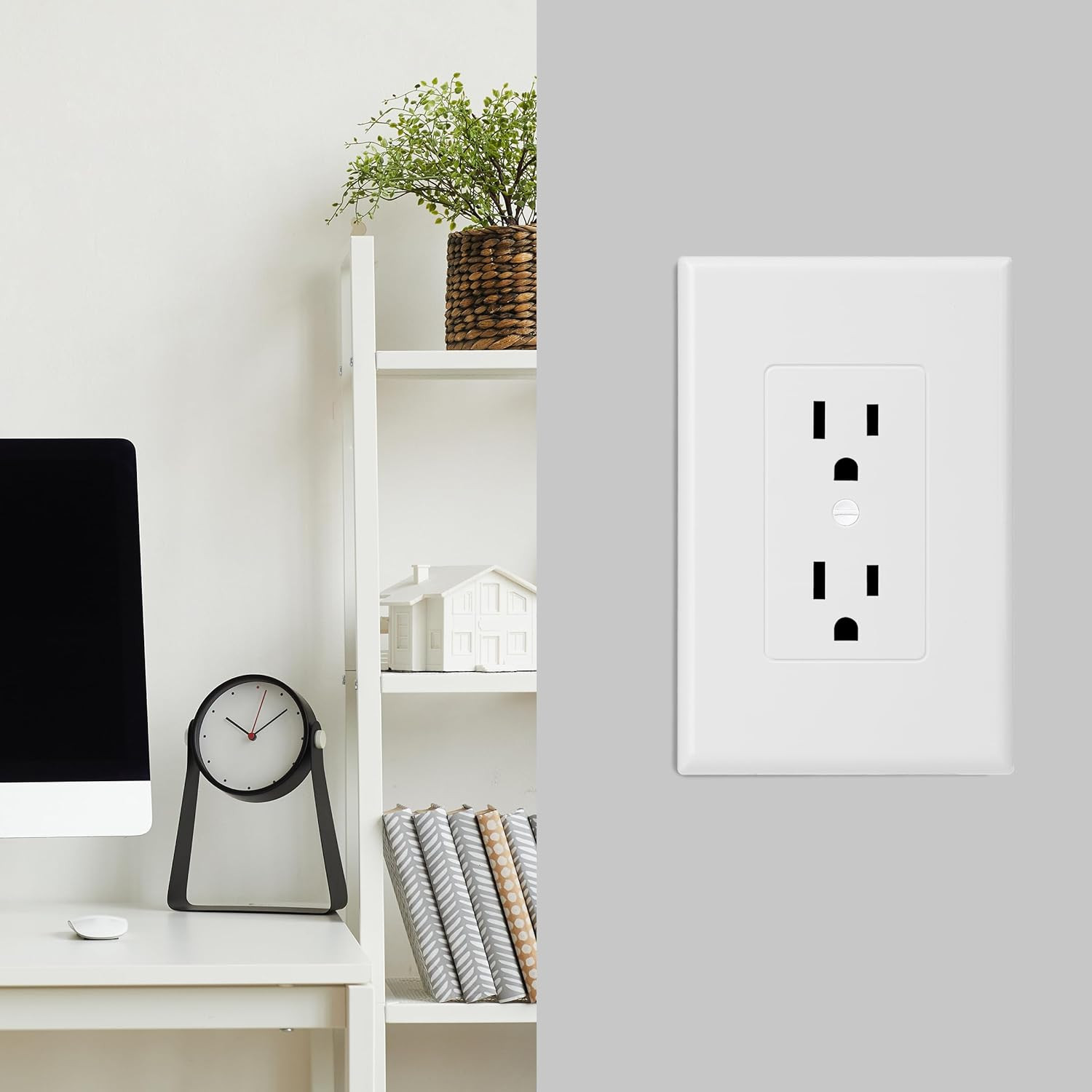 Bates Duplex Wall Outlet Covers - 10 Pack, White Wall Plates