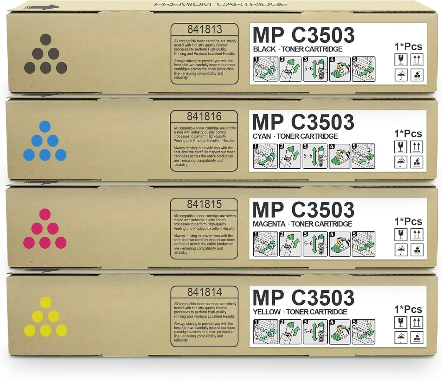 Ricoh MPC3503 Toner For Ricoh Savin Lanier Toner MP C3503 C3003 C3504 C3004 პ