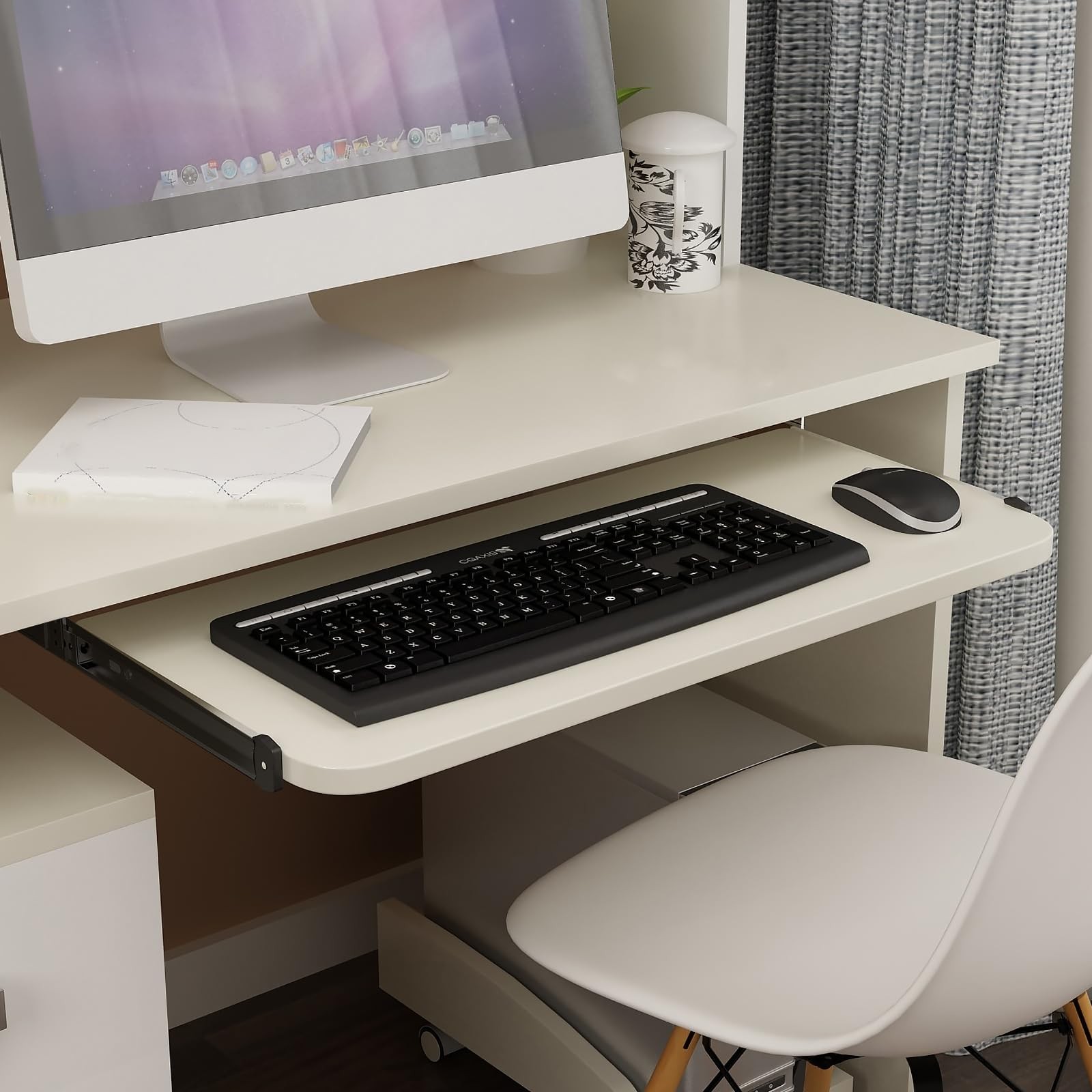 Under Desk Keyboard Tray Slide Adjustable Computer Keyboard Rail