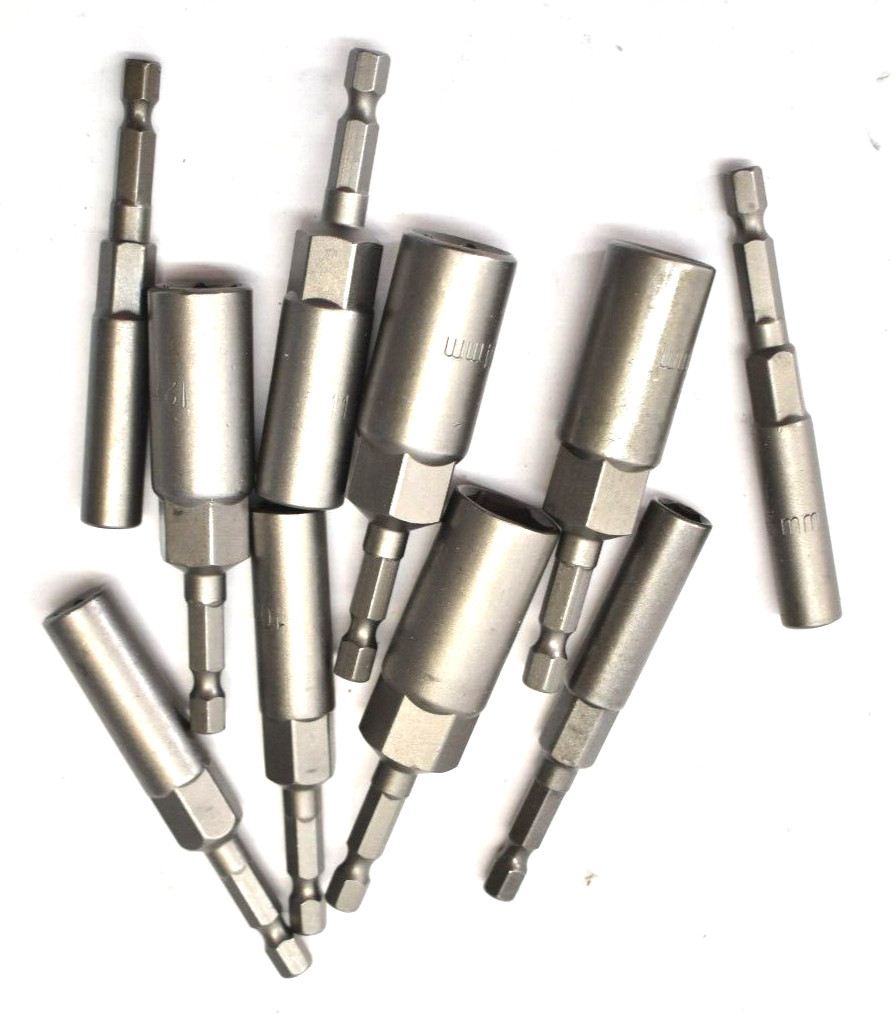 10 Piece 1/4" Hex Drive Socket Impact Nut Bolt Drill Bits Metric Assorted Sizes
