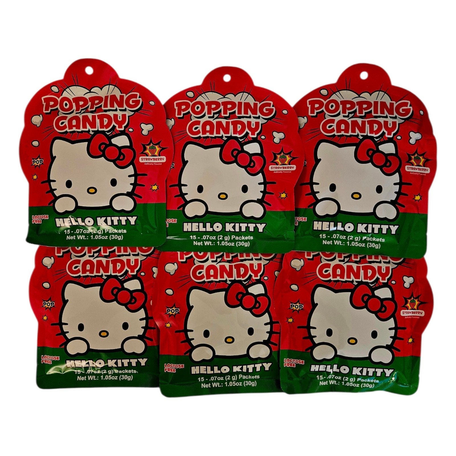 Hello Kitty Popping Candy Strawberry Flavor 30g, Packs of Six (6)-Free Shipping