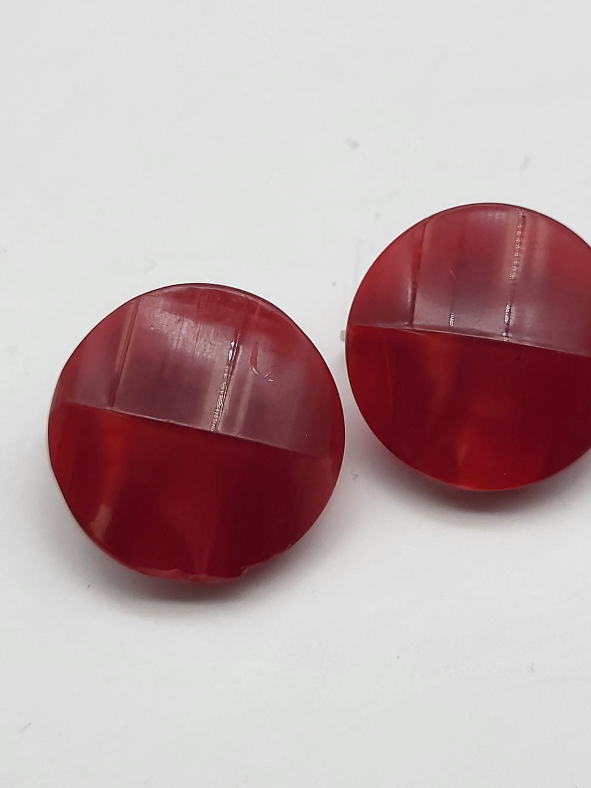 Vintage red lucite clip earrings unsigned whimsagoth