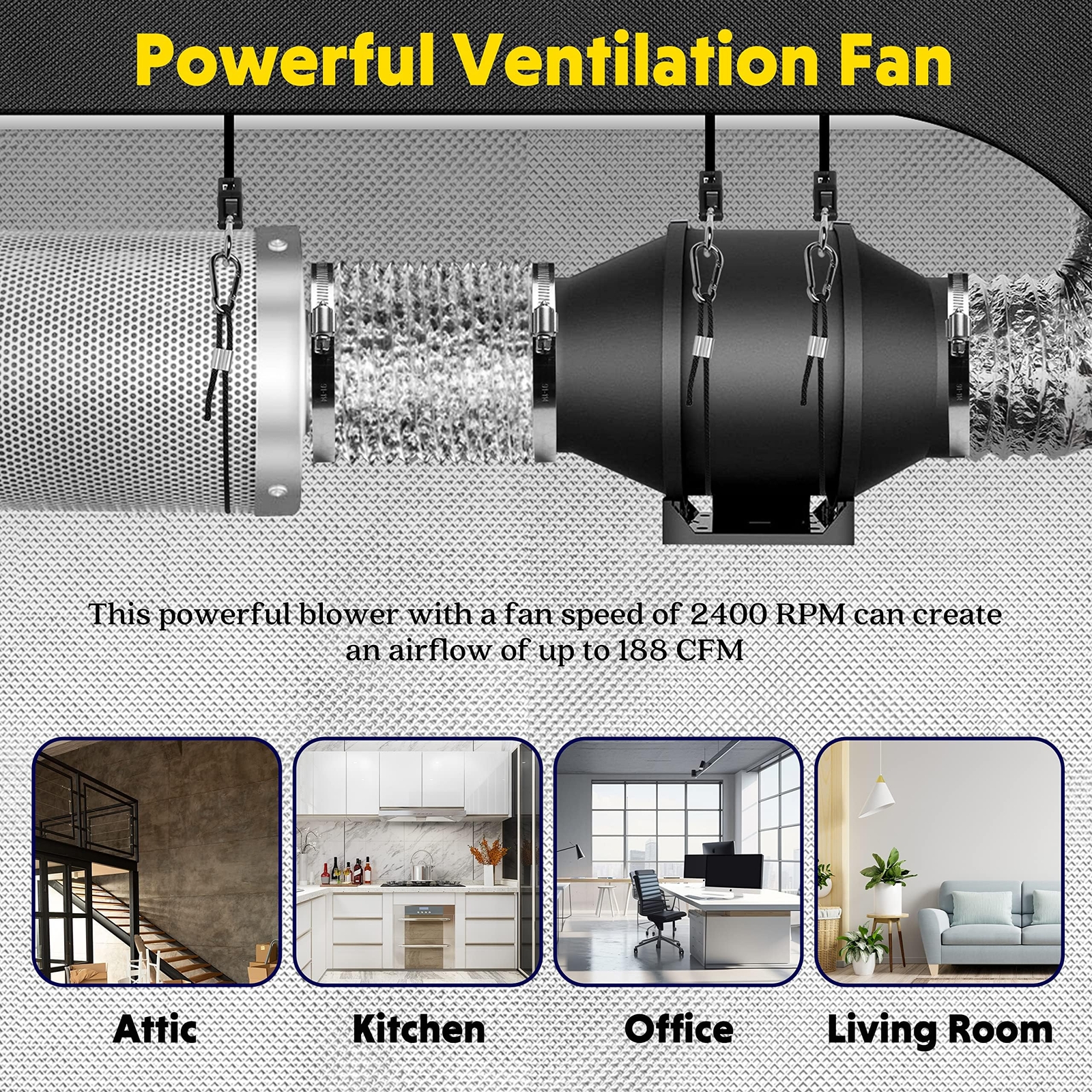 4 Inch 200 CFM Exhaust Fan with Variable Speed Controller Ventilation