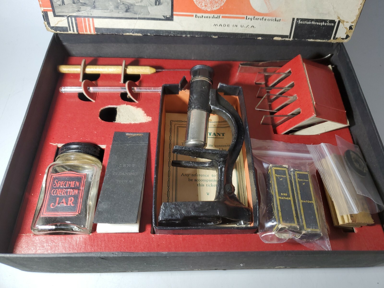 Vintage Model 1MX Microset Microscope Kit with 60x Microscope Carolyn Mfg Co NY