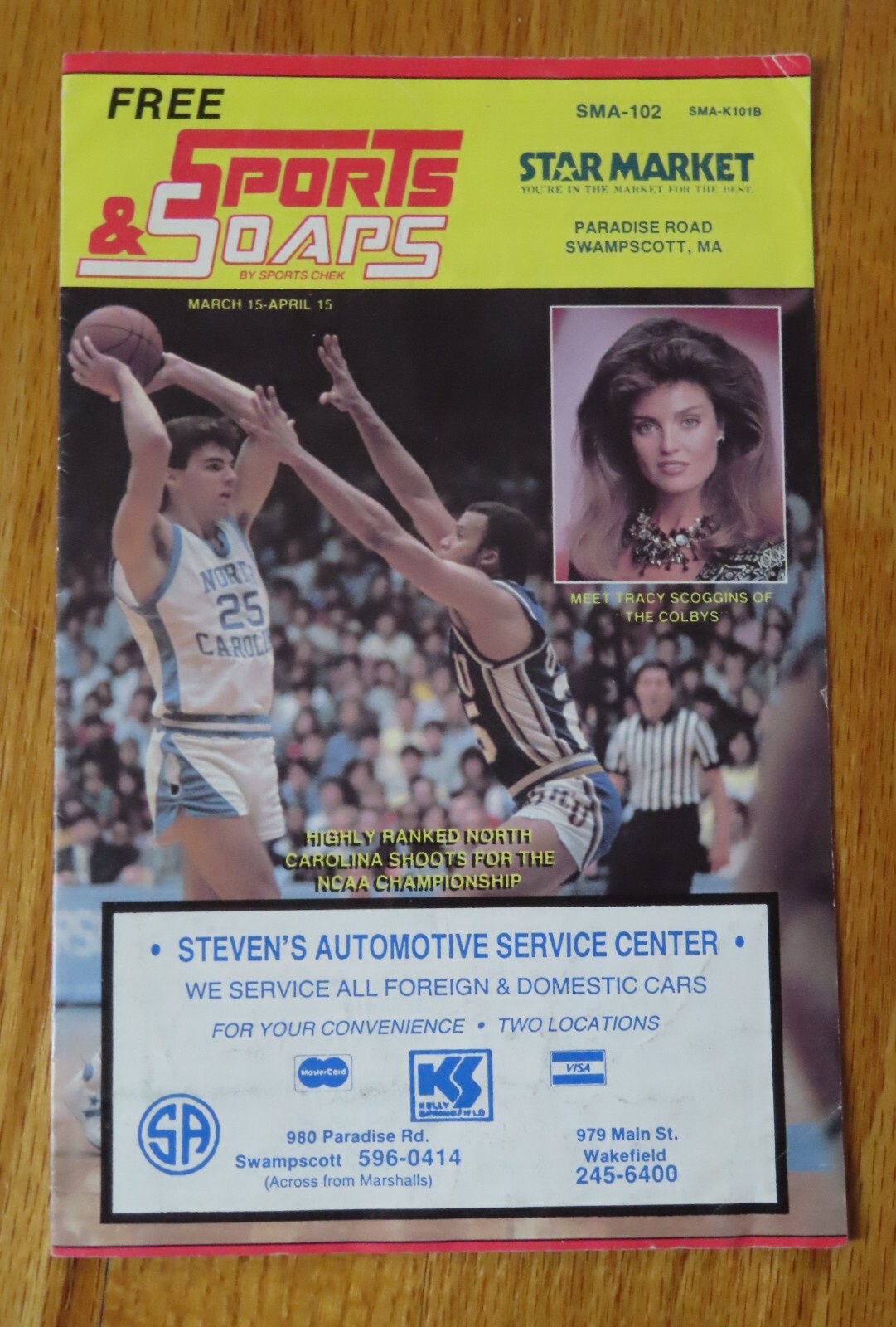 Rare SPORTS & SOAPS Mar - Apr 1986 Schedule Brochure UNC NORTH CAROLINA TARHEELS