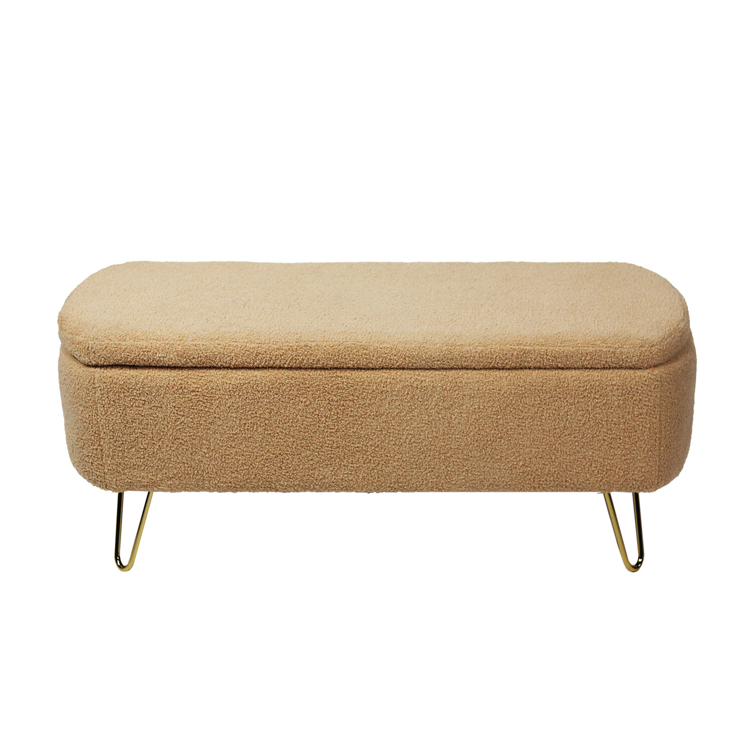 39in Storage Bench Faux Fur Upholstered Ottoman for End of Bed Footstools US