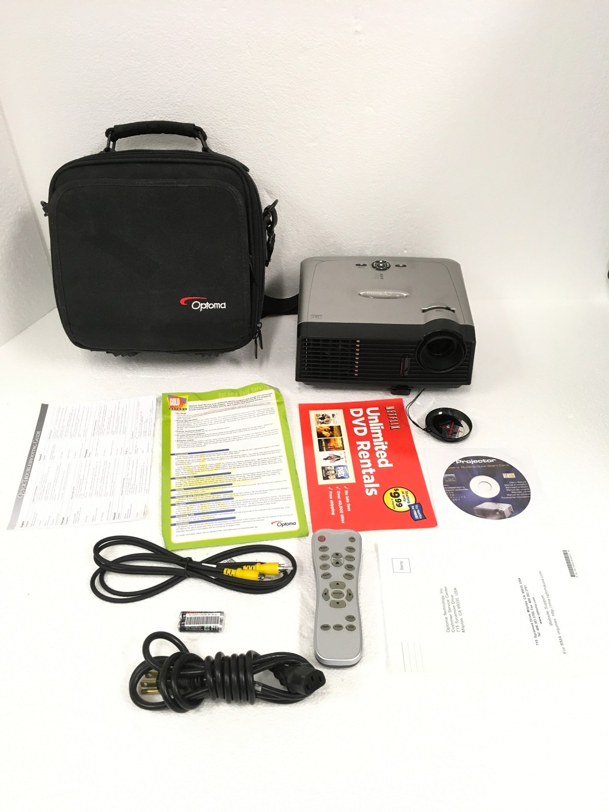 Optoma EP719 DLP Portable Projector w/ Remote, Bag, 107 Lamp Hours WORKING