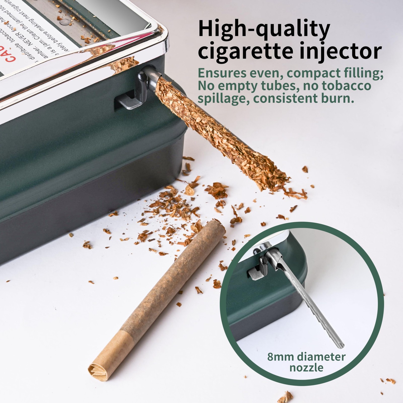 Cigarette Rolling Machine, Manual Cigarette Injector Machine for 8mm Diameter...
