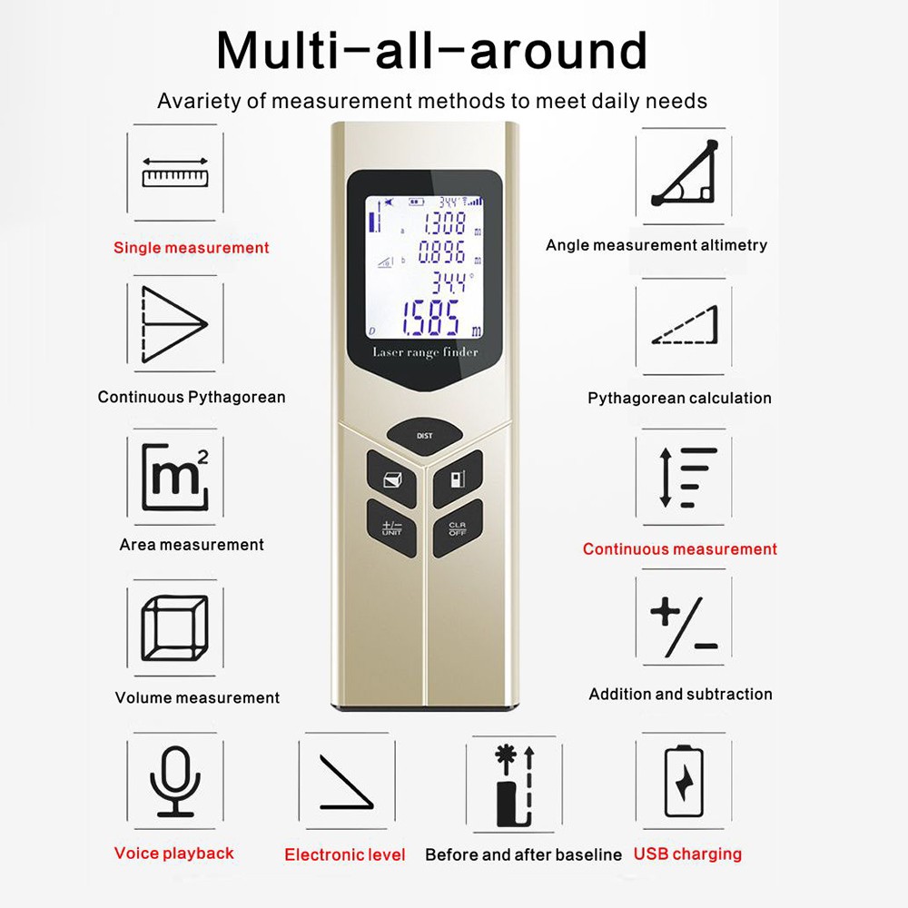 60M Laser Range Finder Handheld Mini Distance Meter60M Digital Laser Rangefinder