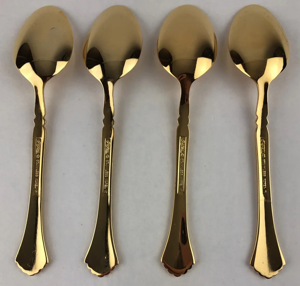 Stanley Roberts PAVILION Gold Electroplate Flatware 4 Teaspoons Spoon Silverware