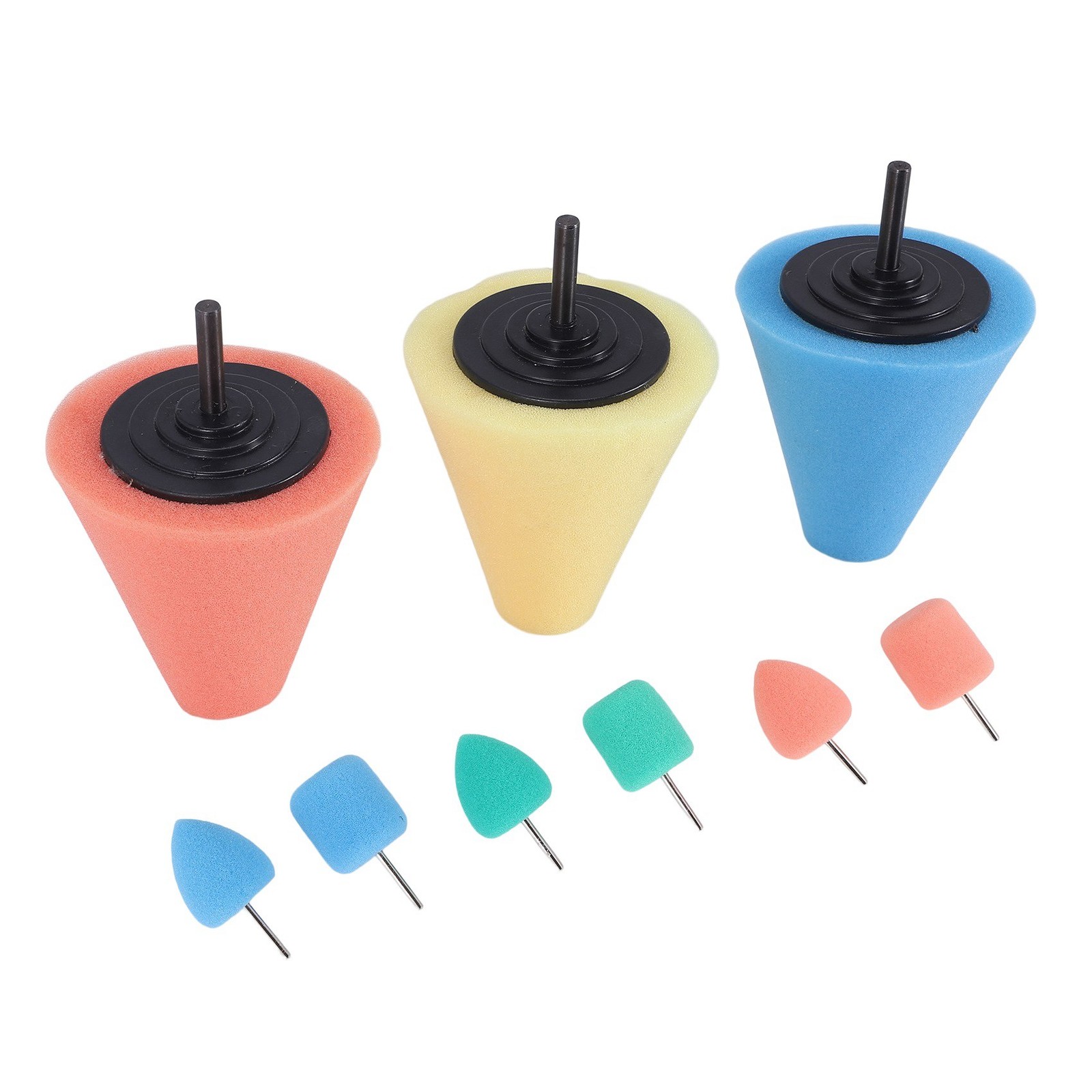 9PCS 1/4inch Shank Sponge Buffing &Polishing Cone for Automotive Car Wheel3108