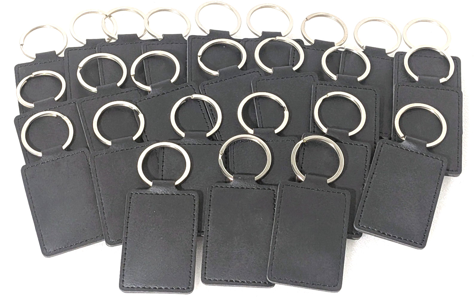 25 Pcs Leather Rectangle Keychains- Black- FREE SHIPPING!