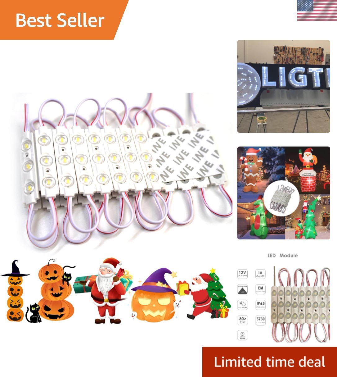 LED Module, 20pcs 9.8 Ft 5730 SMD 150LM Per LED  Waterproof Decorative Light ...