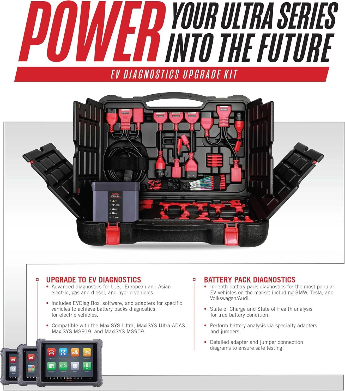 2026 Autel MaxiSys EV Upgrade Kit EV Diagnostics Breakout Adapters Battery Pack