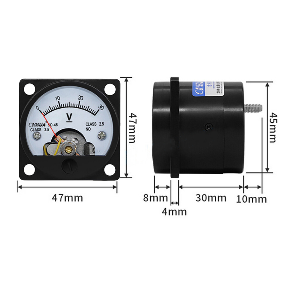 DC 0- 30V Analog Voltmeter Analogue Voltage panel meter SO45 directly Connect US
